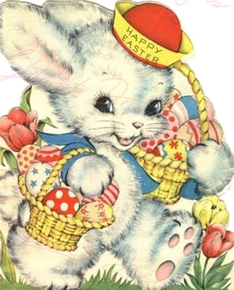 Vintage Easter Print Reproduction From Vintage Easter Cards Bunny Rabbit Download Only Printable