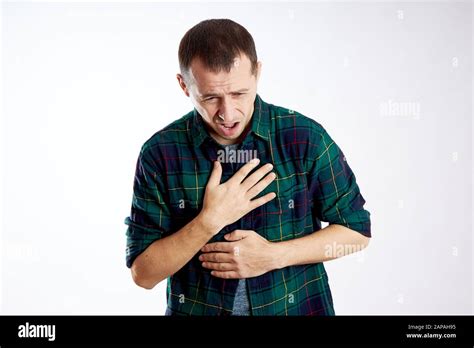 Man Severe Chest Pain Poor Health Illness Stock Photo Alamy