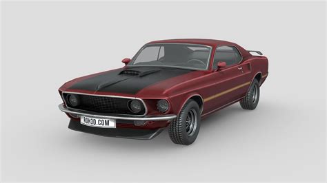 Low Poly Car Ford Mustang Mach 1 351 1969 Buy Royalty Free 3D Model