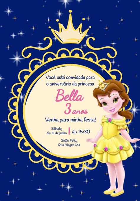 Convite Anivers Rio Bela E A Fera Edite Gr Tis Nosso Editor Online