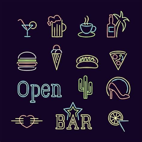 Premium Vector Neon Lights Signs Line Icon Set Vector