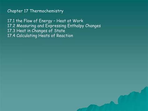 PPT Chapter 17 Thermochemistry 17 1 The Flow Of Energy Heat At Work