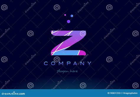 Z Colored Blue Pink Purple Alphabet Letter Logo Icon Vector Stock