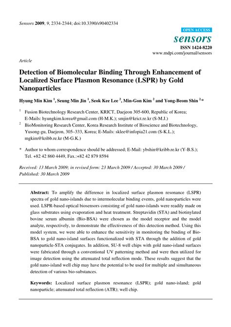 Pdf Detection Of Biomolecular Binding Through Enhancement Of