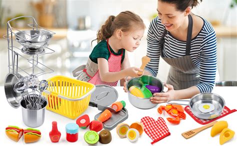 Kids Pretend Play Kitchen Toys Accessories Set 32 Items