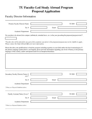 Fillable Online Towson TU Faculty Led Study Abroad Program Proposal