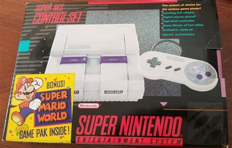 Super Nintendo Snes Console Complete Set W Mario World All Stars