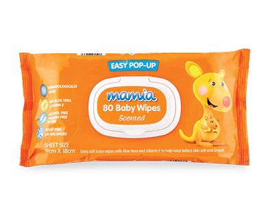 Mamia Baby Wipes 80pk Scented - ALDI Australia