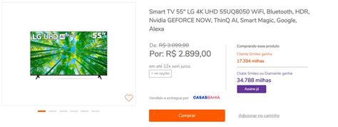 Ganhe até 12 milhas por real gasto na compra de uma Smart TV da LG e