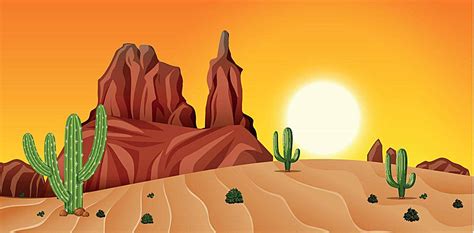 A Desert Sunset Scene Desert Orange Desert Vector, Desert, Orange, Land PNG and Vector with ...