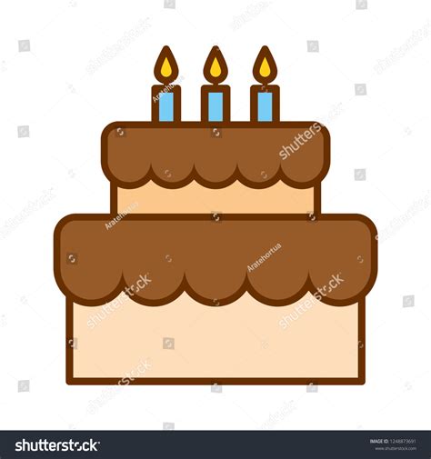 Vector Cartoon Cute Birthday Cake Icon Stock Vector (Royalty Free) 1248873691 | Shutterstock