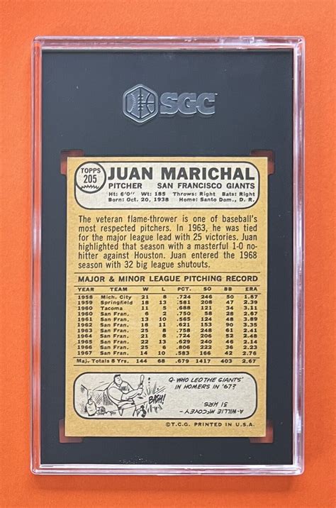 Topps Juan Marichal Hof San Francisco Giants Sgc Nm Ebay