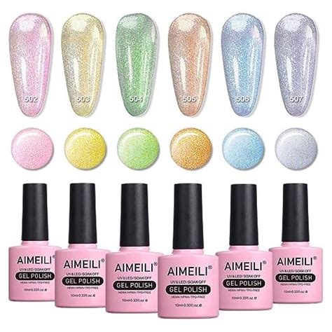 Aimeili Smalto Semipermente Kit Rainbow Glitter Gel Semipermanente