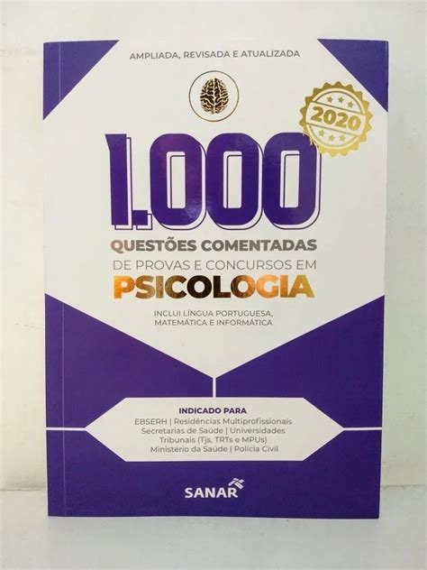 Livro 1000 Questões Comentadas Psicologia Sanar 2020 Mercado Livre