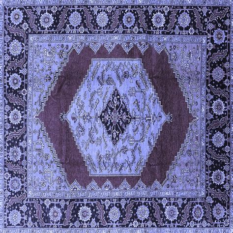 Ahgly Company Indoor Square Persian Blue Traditional Area Rugs 4