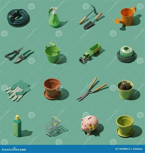 Gardening and Horticulture Tools Collection Stock Illustration - Illustration of pruning, green ...