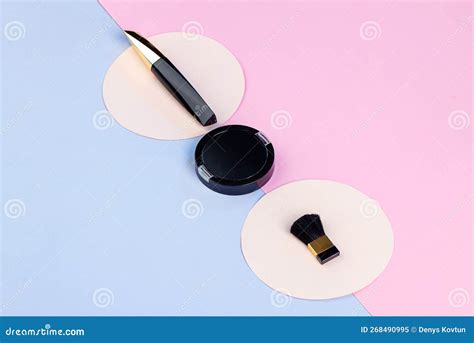 Top View Of Closed Makeup Powder Box Stock Image Image Of Brush