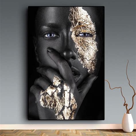 2021 Art Black And Gold Woman Oil Painting On Canvas Cuadros Posters