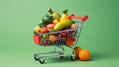 Premium AI Image | a shopping cart with fruits and vegetables on a ...