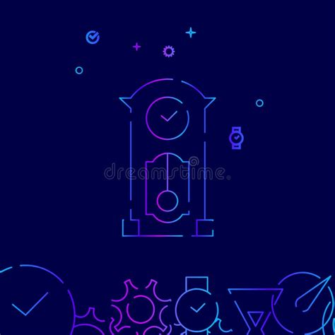 Grandfather Clock Vector Line Icon Symbol Pictogram Sign On A Dark