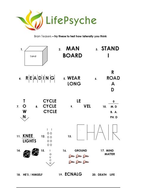 Brain Teasers With Answer Key