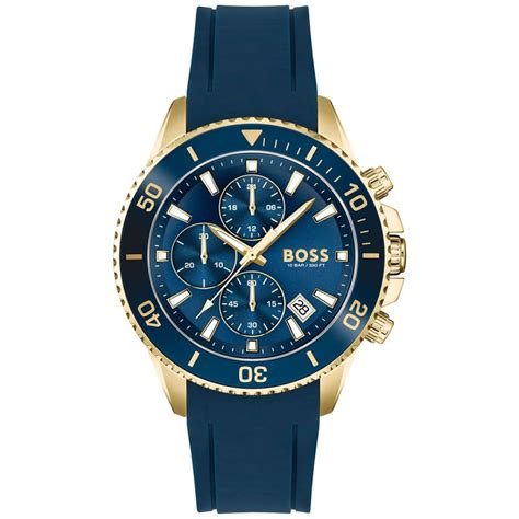 Hugo Boss Mens Quartz Blue Silicone Strap Blue Dial 46mm Watch 1513965