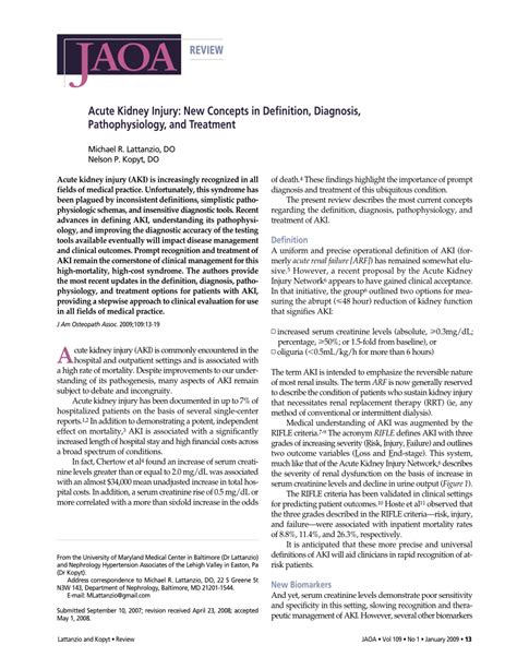 Pdf Acute Kidney Injury New Concepts In Definition Diagnosis