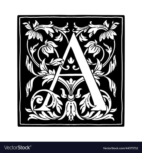 Letter a flower ornament monogram Royalty Free Vector Image