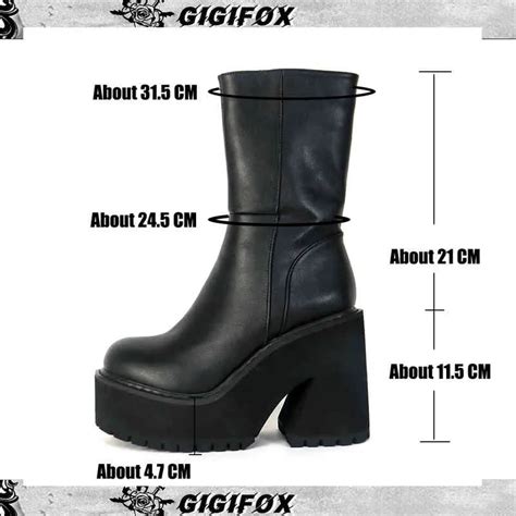 Botas Gigifox Goth Plataforma Salto Alto Salto Zunky Botas Femininas