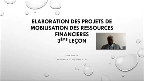 Elaboration Des Projets De Mobilisation Des Ressources Financi Res