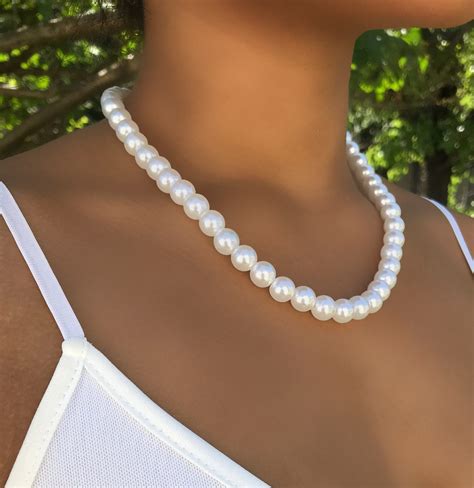 Faux Pearl Necklace Etsy