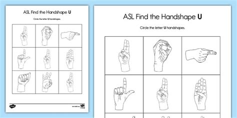 ASL Find the Handshape Letter U (Teacher-Made) - Twinkl