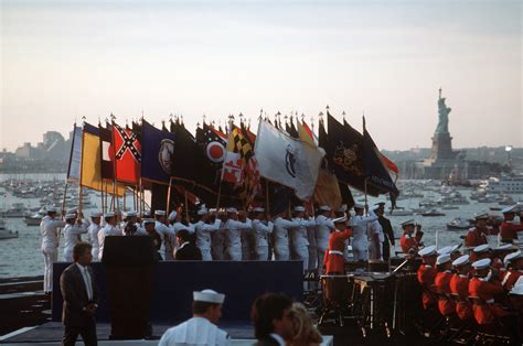 A Us Navy Color Guard Presents The State Flags Of The United States