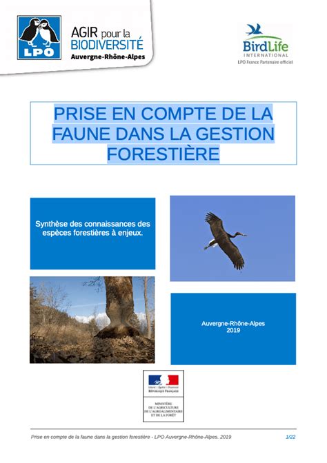 Prise en compte de la faune dans la gestion forestière Observatoire