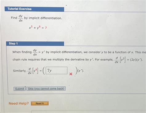 Solved Tutorial Exercisefind Dydx ﻿by Implicit