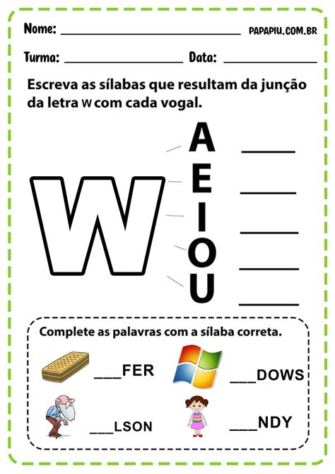 Atividades Com A Letra W - BRAINCP