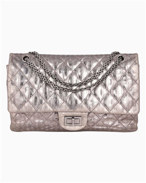 Bolsa Chanel Original 2 55 Reissue Quilted Metallic Prata Feminina