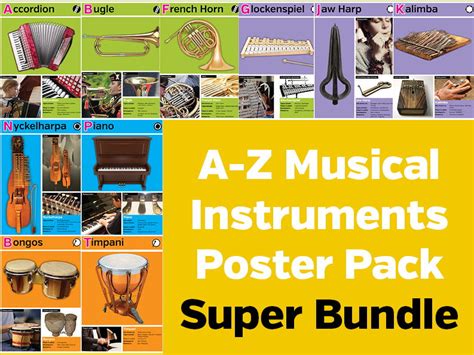 A Z Musical Instruments Poster Pack Bundle Teaching Resources