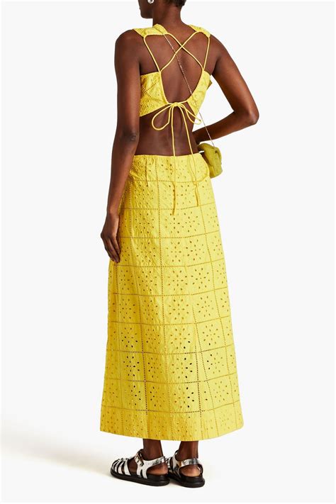 Ganni Cutout Broderie Anglaise Cotton Maxi Dress The Outnet