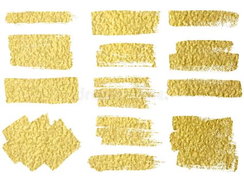 Gold Paint Smear Stroke Stain Set Abstract Gold Glittering Textured