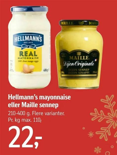 Hellmann s mayonnaise eller Maille sennep tilbud hos Føtex