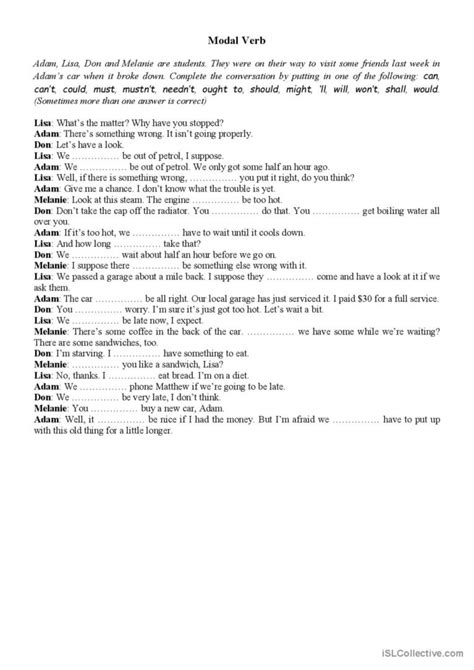 Modal Verb Dialogue English Esl Worksheets Pdf And Doc