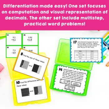 Adding And Subtracting Decimals Differentiated Task Cards With Word