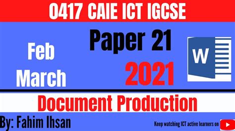 Igcse Ict P Feb March Document Production Youtube