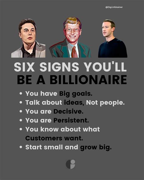 Six Signs You Ll Be A Billonaire Business Inspiration Quotes