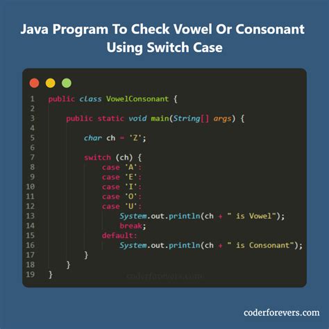 Java Program To Check Vowel Or Consonant Using Switch Case Artofit