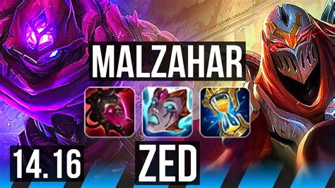 Malzahar Vs Zed Mid Solo Kills Dominating Na Master