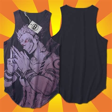 Camiseta Masculina Regata Longline Anime Sukuna Jujutsu Kaisen