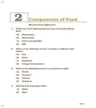 Ncert Exemplar Class Science Unit Components Of Food