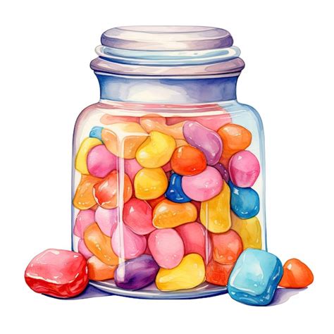 Premium Ai Image Watercolor Sweets Inside A Jar Clipart
